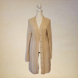 Per Se, L | Knitted Cream Wool Long Sleeve Cardigan